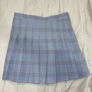 Light Blue Plaid Mini Skirt